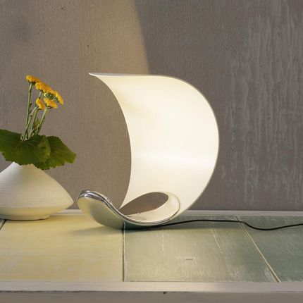 Luceplan Designerska lampa stołowa Curl biała/lustrzana