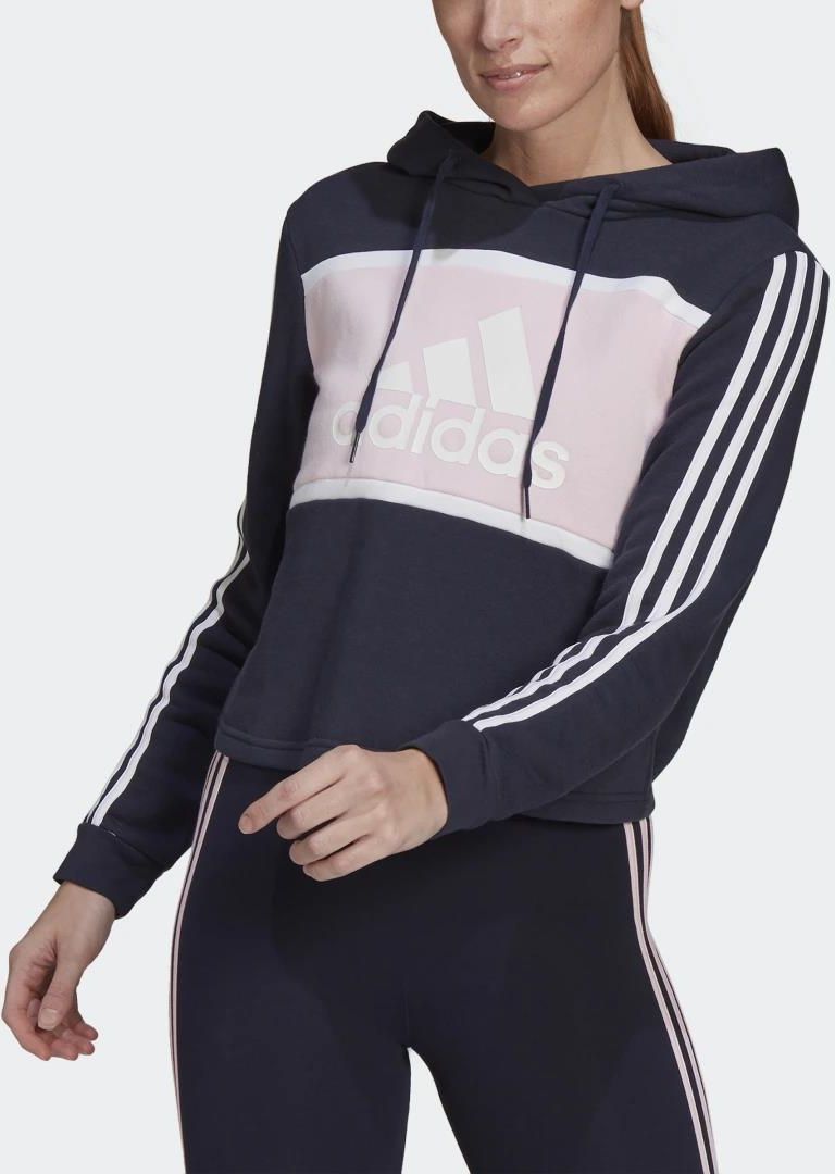 Adidas Essentials Logo Colorblock Fleece Cropped Hoodie Gu0411
