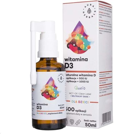 Aura Herbals Witamina D3 dla dzieci MCT aerozol 50 ml