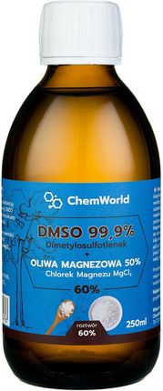 ChemWorld DMSO 99.9% + Oliwa Magnezowa Sól Epsom 50% Chlorek Magnezu - Roztwór 60% 250 ml
