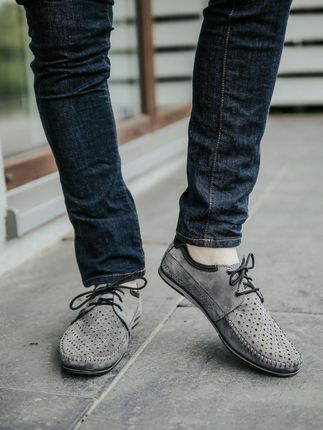 Buty męskie mokasyny 875 lato szare - zdjęcie 4