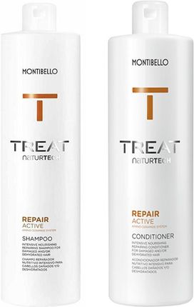 Montibello Treat Naturtech Repair Active | Zestaw do włosów zniszczonych: szampon 1000ml + odżywka 750ml