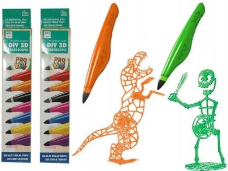 2X Długopis 3D Rysowanie Pisanie Zieleń Pomarańcz