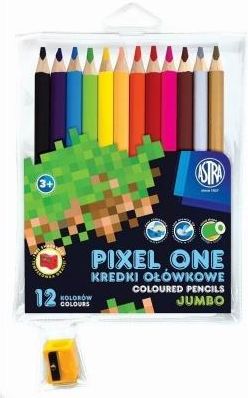 Kredki Ołówkowe Pixel One 12 Kolorów Temperówka Astra Papiernicze