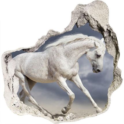 Wallmuralia.Pl Dziura 3d fototapeta na ścianę Białe konie plaża (NDP106869148)