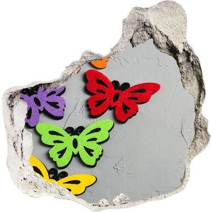 Wallmuralia.Pl Dziura 3d fototapeta naklejka Kolorowe motyle (NDP128188702)