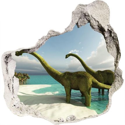 Wallmuralia.Pl Dziura 3d fototapeta naklejka Dinozaury na plaży (NDP19541737)