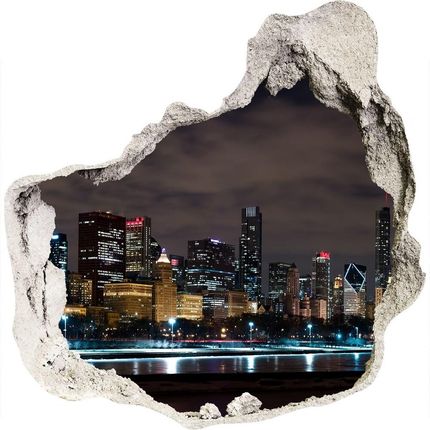 Wallmuralia.Pl Fototapeta dziura na ścianę 3d Chicago nocą (NDP62338731)