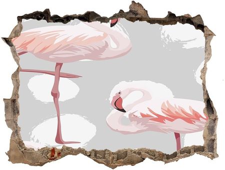 Wallmuralia.Pl Dziura 3d fototapeta naklejka Flamingi (NDK114969218)