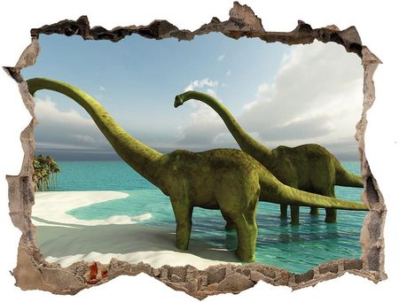 Wallmuralia.Pl Dziura 3d fototapeta naklejka Dinozaury na plaży (NDK19541737)