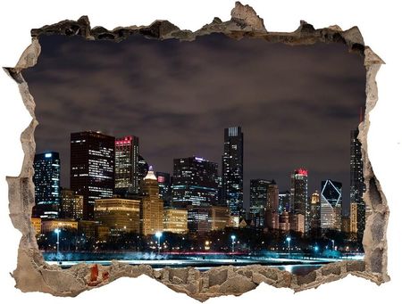 Wallmuralia.Pl Fototapeta dziura na ścianę 3d Chicago nocą (NDK62338731)
