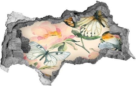 Wallmuralia.Pl Dziura 3d fototapeta naklejka Motyle i kwiaty (NDB117916209)