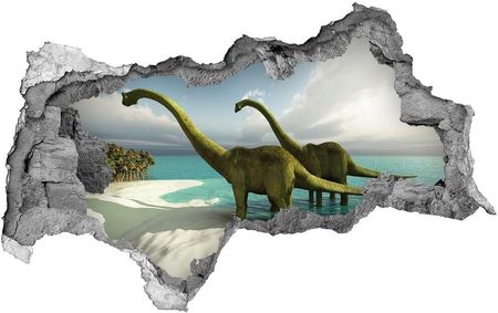 Wallmuralia.Pl Dziura 3d fototapeta naklejka Dinozaury na plaży (NDB19541737)