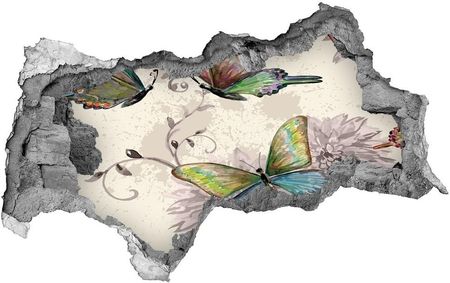Wallmuralia.Pl Dziura 3d foto tapeta naklejka Motyle i kwiaty (NDB90122536)