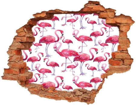 Wallmuralia.Pl Dziura 3d fototapeta na ścianę naklejka Flamingi (NDC116196746)