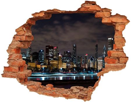 Wallmuralia.Pl Fototapeta dziura na ścianę 3d Chicago nocą (NDC62338731)