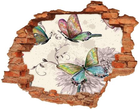 Wallmuralia.Pl Dziura 3d foto tapeta naklejka Motyle i kwiaty (NDC90122536)