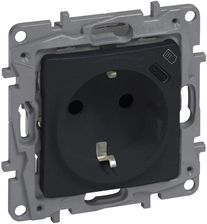 Zdjęcie Legrand Gniazdo Pojedyncze Z/U Płaskie Z Przesłoną Styków + Usb Typ C Antracyt (762296) - Będzin