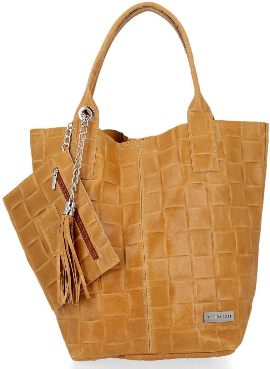 ●SUAVE GOTTI Genuine Leather torebka shopper skóra naturalna zamszowa