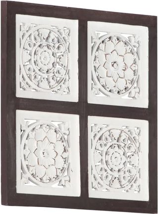 vidaXL Ręcznie Rzeźbiony Panel Ścienny Mdf 40X40X1,5 Cm Brąz I Biel