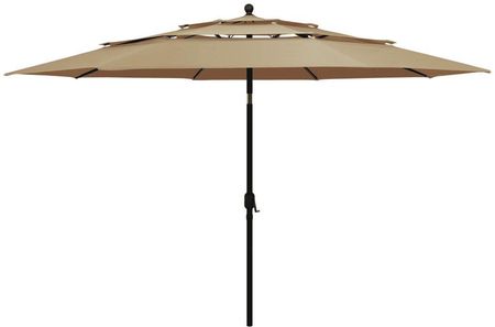 vidaXL 3-poziomowy parasol na aluminiowym słupku, taupe, 3,5 m