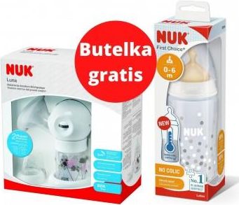 NUK Luna biały + butelka NUK First Choice+ ze wskaźnikiem temperatury 300 ml 0-6M