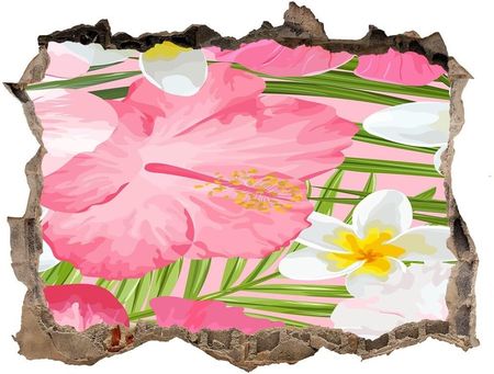 Wallmuralia Naklejka 3D Dziura Na Ścianę Tropikalne Kwiaty 95X64Cm Nd-K-104523837