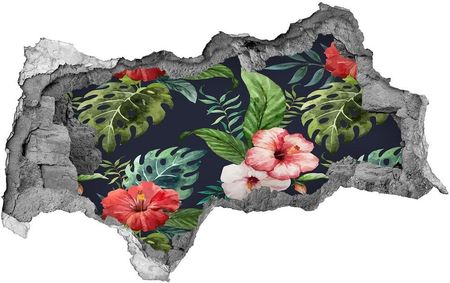 Wallmuralia Naklejka 3D Dziura Beton Tropikalne Kwiaty 95X73Cm Nd-B-73937093