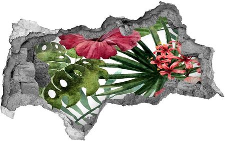Wallmuralia Naklejka 3D Dziura Na Ścianę Tropikalne Kwiaty 95X73Cm Nd-B-74294338