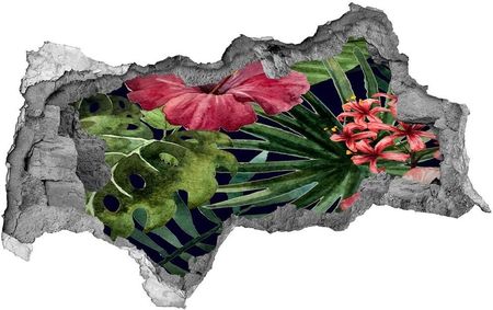 Wallmuralia Naklejka 3D Dziura Na Ścianę Tropikalne Kwiaty 95X73Cm Nd-B-74294339