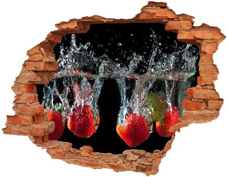 Wallmuralia Naklejka 3D Dziura Na Ścianę Truskawki Pod Wodą 90X70Cm Nd-C-126803867