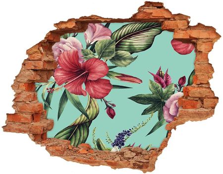 Wallmuralia Naklejka 3D Dziura Na Ścianę Tropikalne Kwiaty 90X70Cm Nd-C-137343675