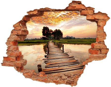 Wallmuralia Dziura 3D W Ścianie Naklejka Drewniany Most 90X70Cm Nd-C-30319100