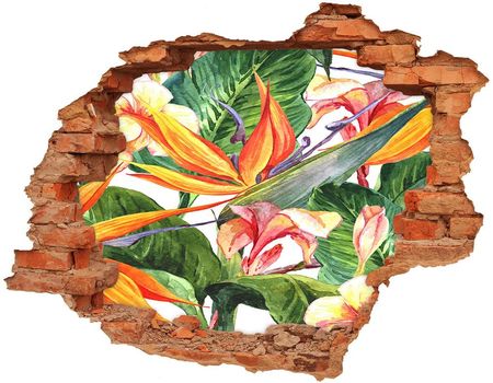 Wallmuralia Naklejka 3D Dziura Na Ścianę Tropikalne Kwiaty 90X70Cm Nd-C-71850727
