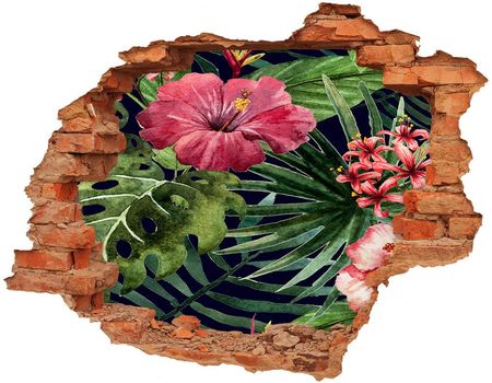 Wallmuralia Naklejka 3D Dziura Na Ścianę Tropikalne Kwiaty 90X70Cm Nd-C-74294339