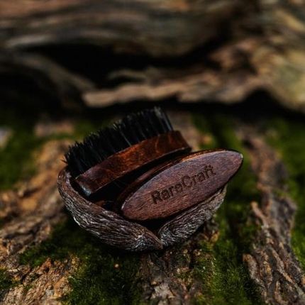 RareCraft podróżna szczotka do brody i wąsów z drewna bukowego - ciemna