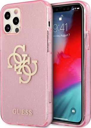Guess GUHCP12LPCUGL4GPI iPhone 12 Pro Max 6,7 różowy/pink hard case Glitter 4G Big Logo
