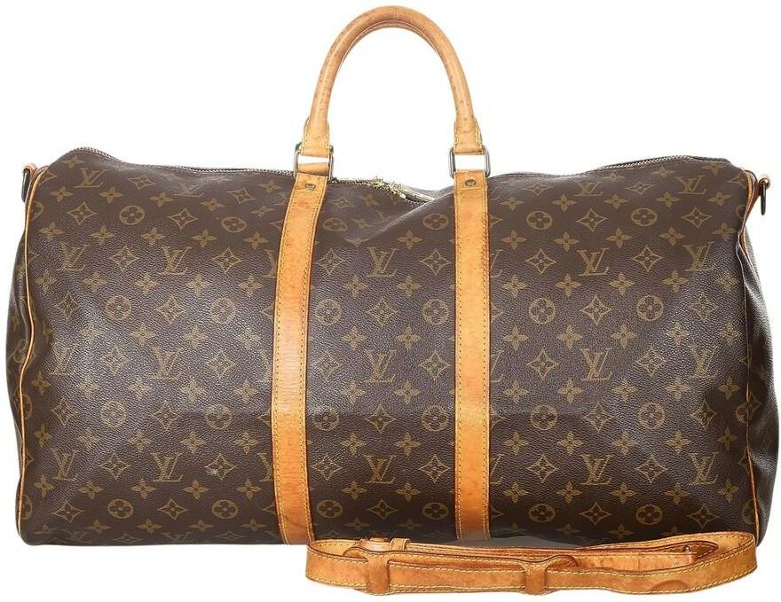 Louis Vuitton Vintage Brown Monogram Canvas Keepall Bandouliere 55