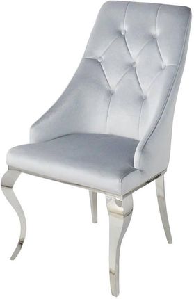 BellaCasa Krzesło glamour William II Silver srebrne pikowane guzikami