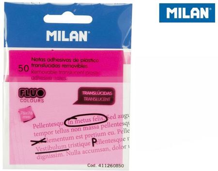 Karteczki Samoprzylepne Milan Fluo Przezroczyste Róż 76X76 50Szt