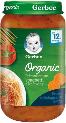 Gerber Organic Obiadek Pełnoziarniste Spaghetti Z Wołowiną dla niemowląt po 12 miesiącu 250g