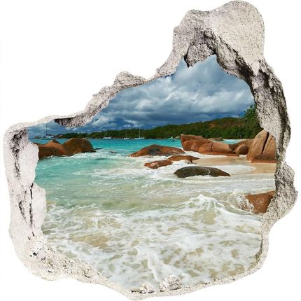Wallmuralia Dziura 3D W Ścianie Na Ścianę Plaża Seszele 75x75cm
