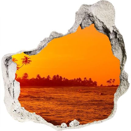 Wallmuralia Dziura 3D W Ścianie Na Ścianę Zachód Słońca Plaża 75x75cm
