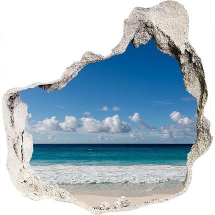 Wallmuralia Dziura 3D W Ścianie Na Ścianę Plaża Seszele 75x75cm