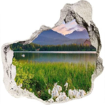 Wallmuralia Dziura 3D W Ścianie Na Ścianę Jezioro W Górach 75x75cm