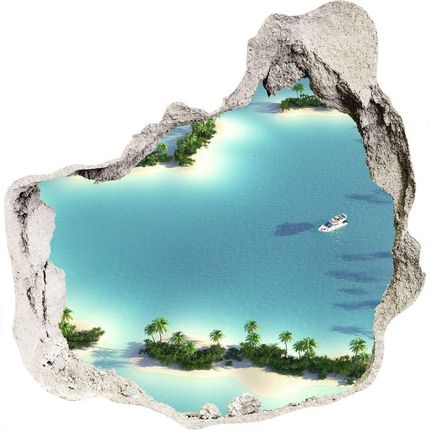 Wallmuralia Dziura 3D W Ścianie Naklejka Wyspy Kształt Serca 75x75cm