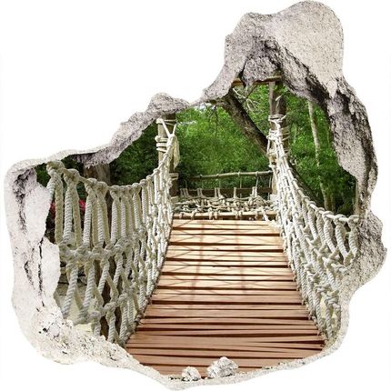 Wallmuralia Dziura 3D W Ścianie Naklejka Most Linowy 75x75cm