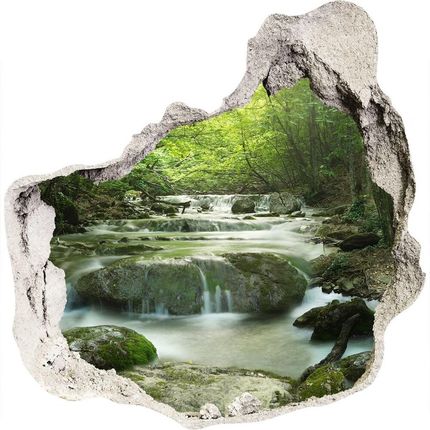 Wallmuralia Naklejka Fototapeta 3D Widok Wodospad W Lesie 75x75cm