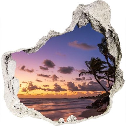 Wallmuralia Naklejka Fototapeta 3D Widok Zachód Na Plaży 75x75cm