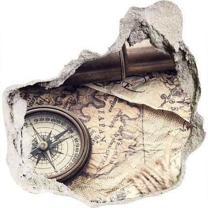 Wallmuralia Samoprzylepna Dziura Na Ścianę Kompas Mapa Lupa 75x75cm